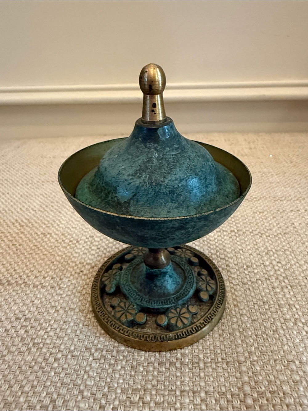 Vintage Small 4 Inches Tall Made in Israel Lidded  Bowl